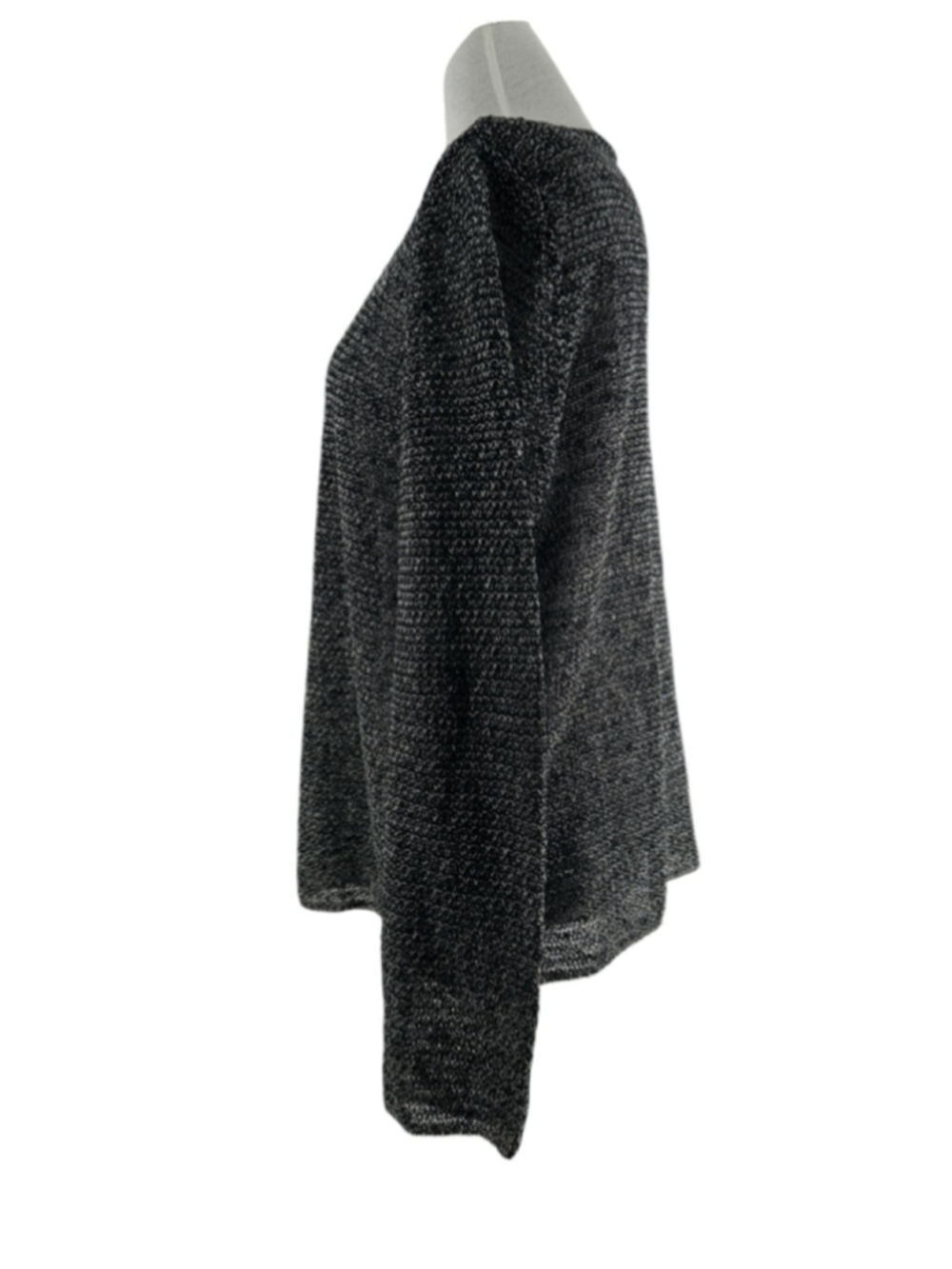 Eileen Fisher cardigan open knit linen blend Black & White layer casual sz Lg - Picture 6 of 9